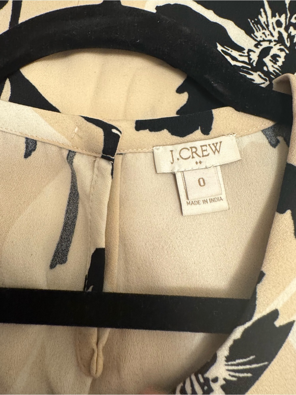 J. Crew Black Floral Print on Beige Sleeveless Blouse - Picture 4 of 5